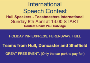 International Speech Contest. Chair is Paul Salvudge